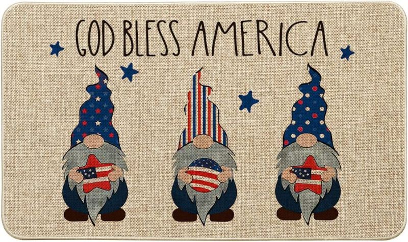 Photo 1 of Artoid Mode Strip God Bless America Gnomes Decorative Doormat Peace Love USA, 4th of July Vietnam War Patriotic Memorial Day Independence Day Low-Profile Floor Mat for Indoor Outdoor 17 x 29 Inch
