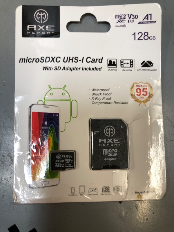 Photo 2 of AXE MEMORY 128GB microSDXC Memory Card + SD Adapter with A1 App Performance