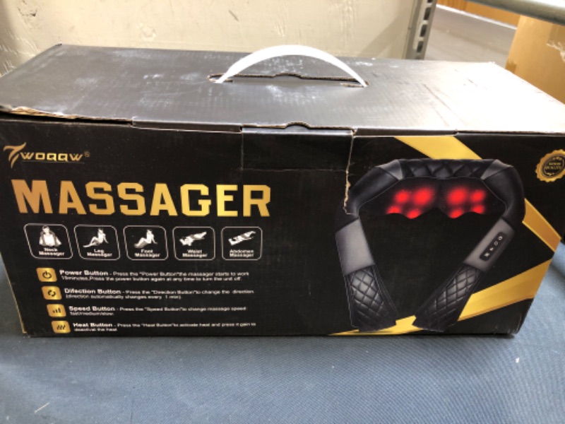 Photo 1 of Shiatsu Neck and Back Massager with Heat, WOQQW Deep Tissue 4D Kneading Shoulder Massage Pillow, Electric Massager for Back, Neck and Shoulder, Body Muscle Pain Relief, Use at Home, Office, Car