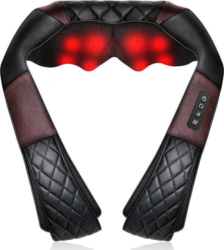 Photo 1 of Shiatsu Neck and Back Massager with Heat, WOQQW Deep Tissue 4D Kneading Shoulder Massage Pillow, Electric Massager for Back, Neck and Shoulder, Body Muscle Pain Relief, Use at Home, Office, Car