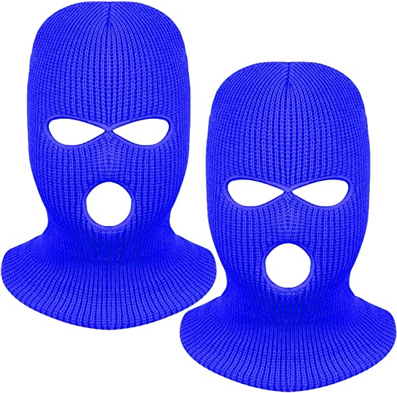 Photo 1 of 2 Pieces 3-Hole Full Face Mask Cover Ski Mask Winter Balaclava Cap Knitted Face Cover for Winter Outdoor Sports
