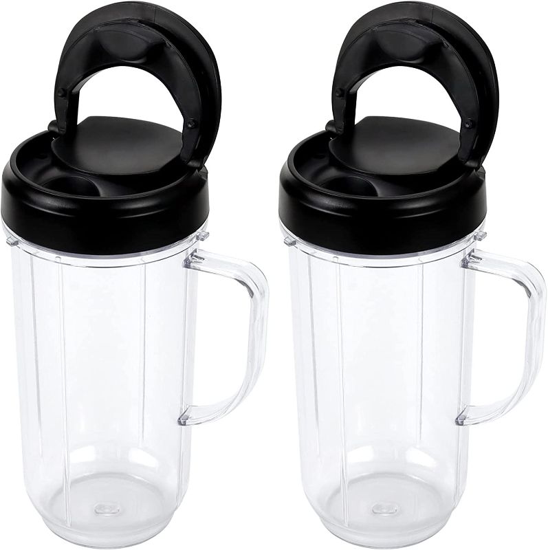 Photo 1 of 22oz Magic Bullet Blender Cups Replacement Parts with Flip Top To-Go Lid and Handle for Magic Bullet 250w Mb1001 Blender Accessories(2 Pack)
