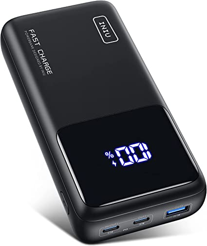 Photo 1 of INIU Power Bank, 65W PD Fast Charging 25000mAh Ultimate USB C Portable Charger with Phone Holder, 3-Output Battery Pack Compatible with Laptop MacBook iPhone 12 11 X Samsung S21 Google iPad Tablet etc