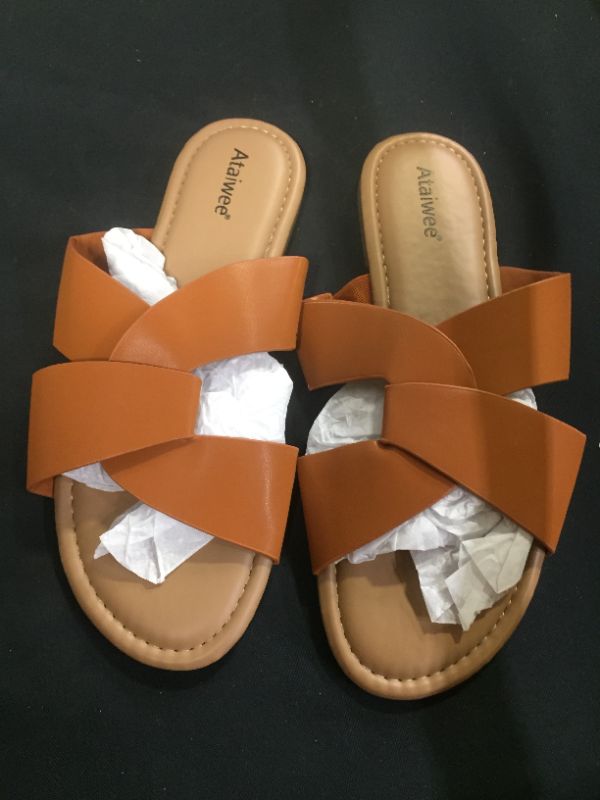Photo 1 of Ataiwee Women's Flat Sandals - Comfort Casual Ankle Elastic Strap Slip on Spring Summer Shoes.--size 10 