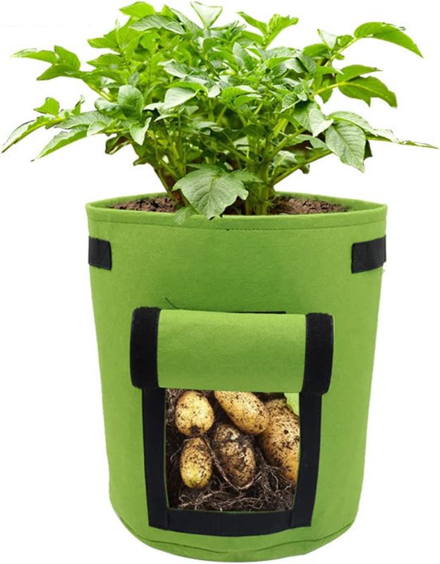 Photo 1 of 3 Pack 7 Gallon Felt Potatoes Grow Bags, Heavy Duty Thickened Planting Container with Window and Handles