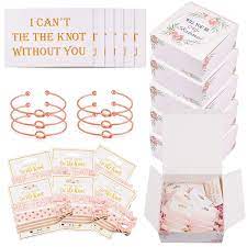 Photo 1 of 30pcs Bridesmaids Proposal Gift Set 6 Bridesmaid Proposal Boxes,6 Love Knot Bracelet with 6 I Can't Tie The Knot Card and 18 No Crease Hair Ties