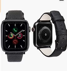 Photo 1 of Heyon Leather Band Compatible with Apple Watch 42mm 44mm Men,None-Sewing Fashion Design Leather iWatch Band for Series 6 5 4 3 2

