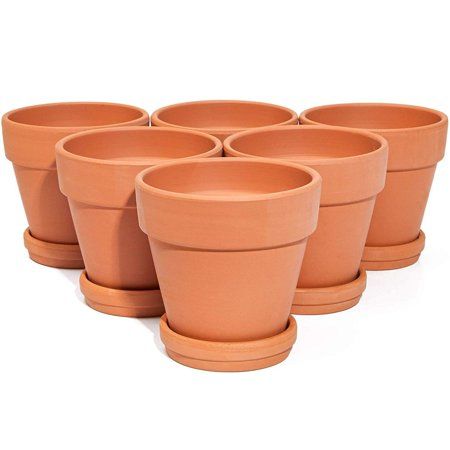 Photo 1 of 6x Mini Terra Cotta Terracotta Pots with Saucer Flower Clay Planters Small 4"
