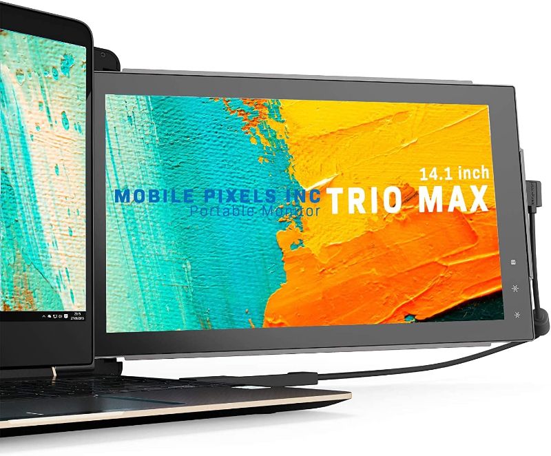 Photo 1 of Mobile Pixels Trio Max Portable Monitor, 14'' Full HD IPS Dual Triple Monitor for laptops, USB C/USB A Portable Screen,Windows/Mac/OS/Android/Switch Compatible (1x Monitor Only)
