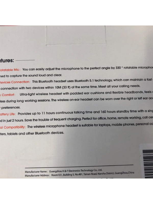 Photo 2 of DIGITNOW Bluetooth Headset 5.0 with Microphone, Wireless Headphones with CVC 6.0 Noise Canceling Mic, Wireless Cell Phone Headset Mute Button for Trucker Laptop PC Home Office Call Center Skype