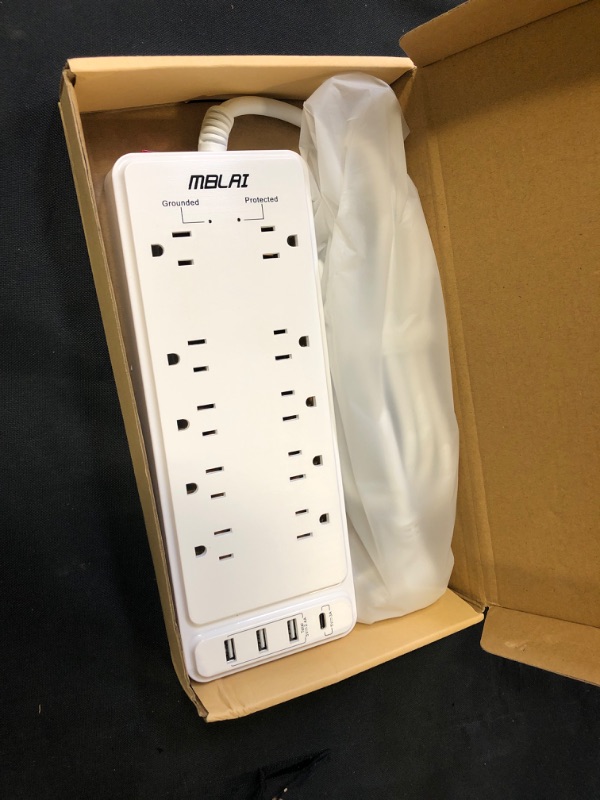 Photo 2 of Power Strip Surge Protector with USB, Fast Charging Desktop USB C Power Strip Flat Plug with 10 AC Outlets 4 USB Ports, 1875W/15A, 8ft Extension Cords Outlet Strip for Home Office