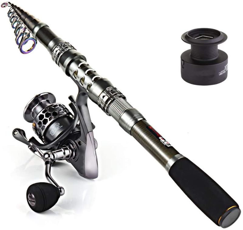 Photo 1 of Sougayilang Spinning Fishing Rod and Reel Combos Portable Telescopic Fishing Pole Spinning reels for Travel Saltwater Freshwater Fishing
