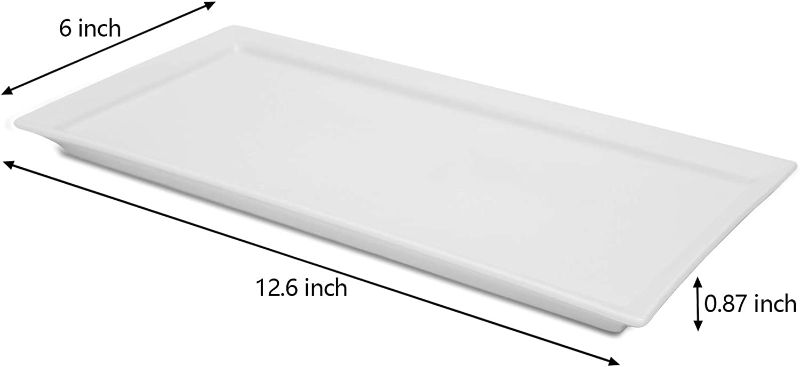 Photo 3 of amHomel Serving platter, White Rectangular Serving Plates, Platters for Serving Food, Dessert, Sushi, Vegetable and Cake, Serving Trays for Party, Set of 4, 12.6 Inch
