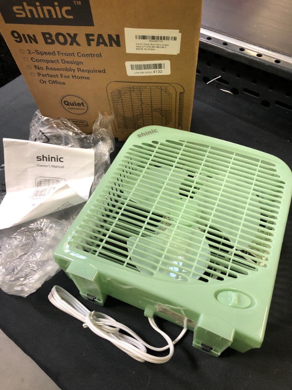 Photo 2 of 9 Inch Box Fan, 2 Speeds Table Cooling Fan with Strong Airflow, Energy Efficient Small Window Fan with Compact Design, Air Circulation Portable Kitchen Exhaust Fan for Bathroom, and Tabletop