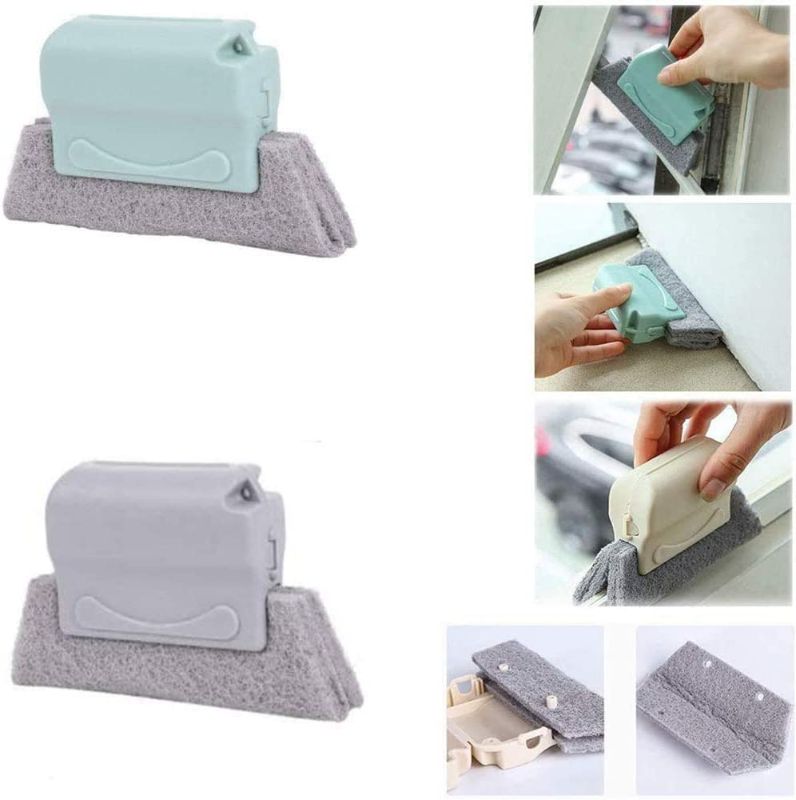 Photo 1 of 2pc - Creative Hand-held Window Gap Door Corner Track Sliding Sponge Cleaning Brush, Window Door Track Cleaning Brush Gap Groove Sliding Tools
