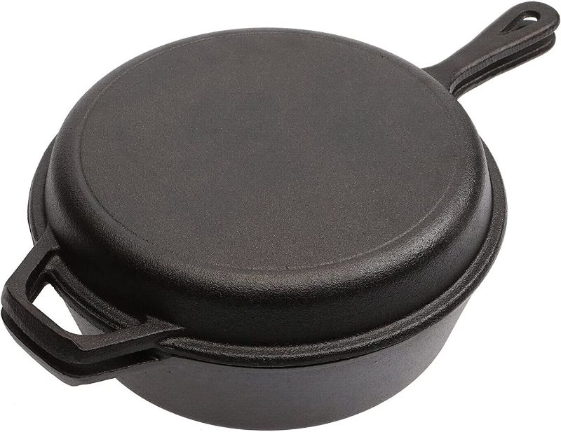 Photo 1 of Camping Dutch Oven, 6 Quart Pre-Seasoned Camp Cookware Pot With Lid - Lid Lifter, Cast Iron Deep Pot with Metal Handle for Camping Cooking BBQ Baking Campfire