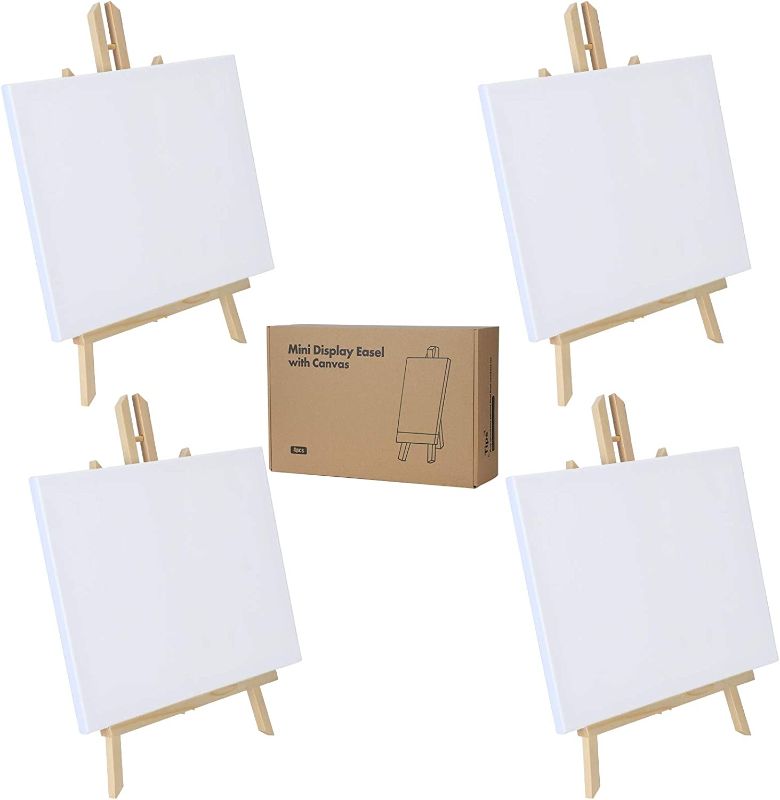 Photo 1 of Easel Tabletop Painting Easel with Canvas Sets(4 Packs) Wooden Art Table Easel Stand (16Inch(4 Easels &Canvas))