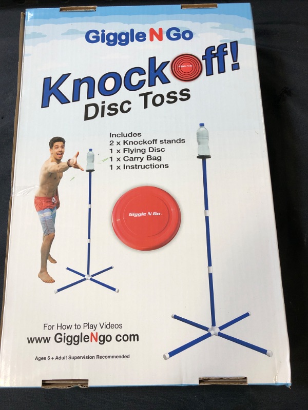 Photo 2 of Giggle N Go Yard Games for Adults and Kids - Outdoor Polish Horseshoes Game Set for Backyard and Lawn with Frisbee, Bottle Stands, Poles and Storage Bag?