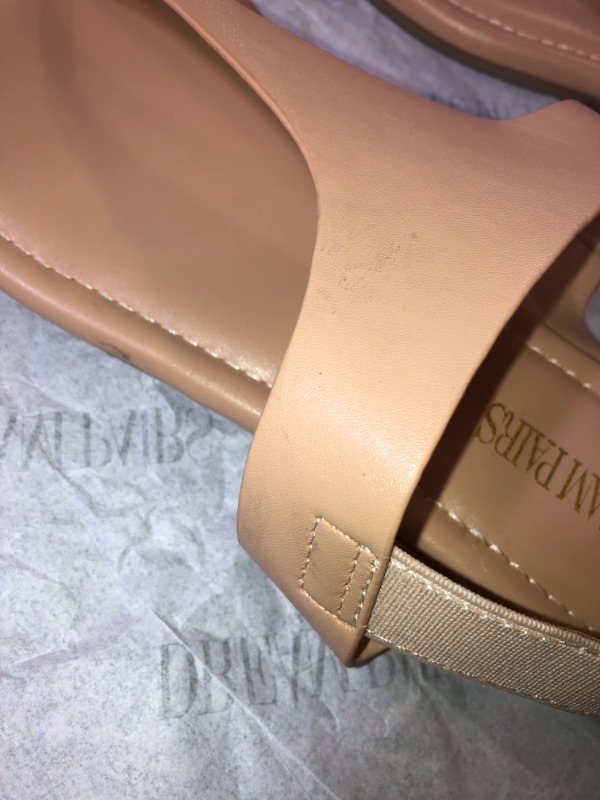 Photo 1 of DREAM PAIRS Women’s Sandals Summer Casual Dressy Cute Comfortable Square Toe Thong T-Strap Elastic Flat Sandals, COLOR NUDE, SIZE 11