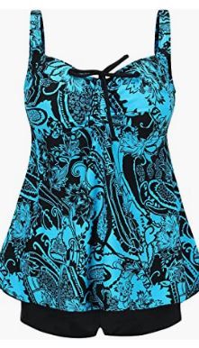 Photo 1 of DANIFY Plus Size Swimsuit for Women Tankini Swimdress Tummy Control Swimwear Cover up Swim Dress Two Piece Bathing Suit
size large 