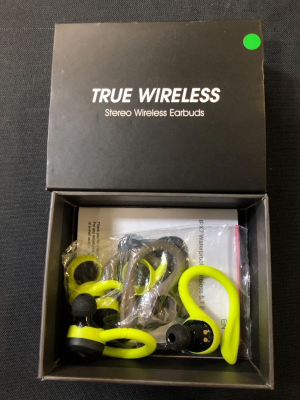 Photo 2 of HEADPHONES ONLY - NO CHARGING PART -  Bluetooth Headphones True Wireless Earbuds with Charging Case IPX7 Waterproof Stereo Sound Earphones Built-in Mic in-Ear Headsets Deep Bass for Sport Running Green
