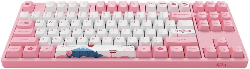 Photo 1 of Akko World Tour Tokyo 87-Key TKL R1 Wired Gaming Mechanical Keyboard, Programmable with OEM Profiled PBT Dye-Sub Keycaps and N-Key Rollover (Akko 2nd Gen Pink Linear Switch)
