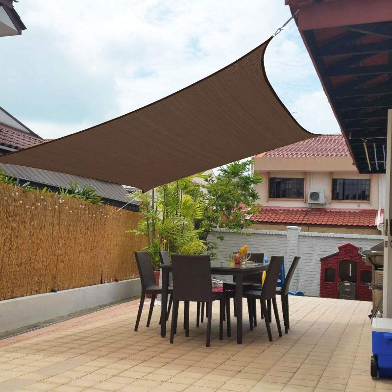 Photo 1 of Artpuch 10'x13' Sun Shade Sails Canopy Rectangle Brown, 185GSM Shade Sail UV Block for Patio Garden Outdoor Facility and Activities
