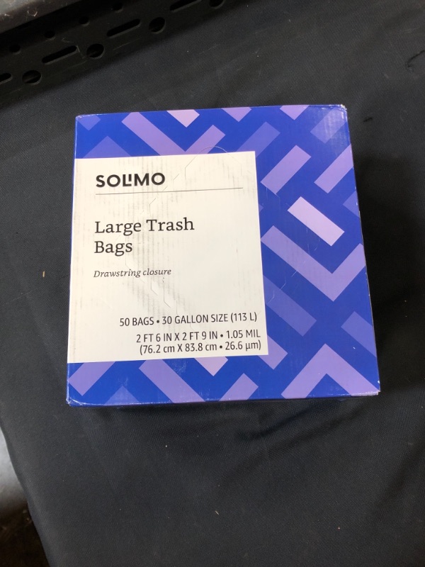 Photo 2 of Amazon Brand - Solimo Multipurpose Drawstring Trash Bags, 30 Gallon, 50 Count
