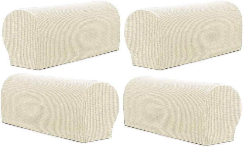 Photo 1 of 4-Pcs Stretch Armrest Covers Spandex Anti-Slip Arm Covers for Chairs Sofas Furniture Protector Armchair Slipcovers for Recliner Sofa with Free Fixing Tools Twist Pins
