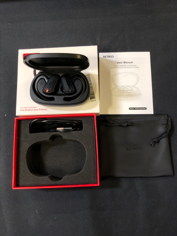 Photo 2 of The Next Generation Open Ear Headphones, ACREO OpenBuds?2022 Launched?, True Wireless Earbuds with Earhooks, Bluetooth Workout Headphones, 18 Hours Playtime with Case, IPX7 Waterproof, Black
