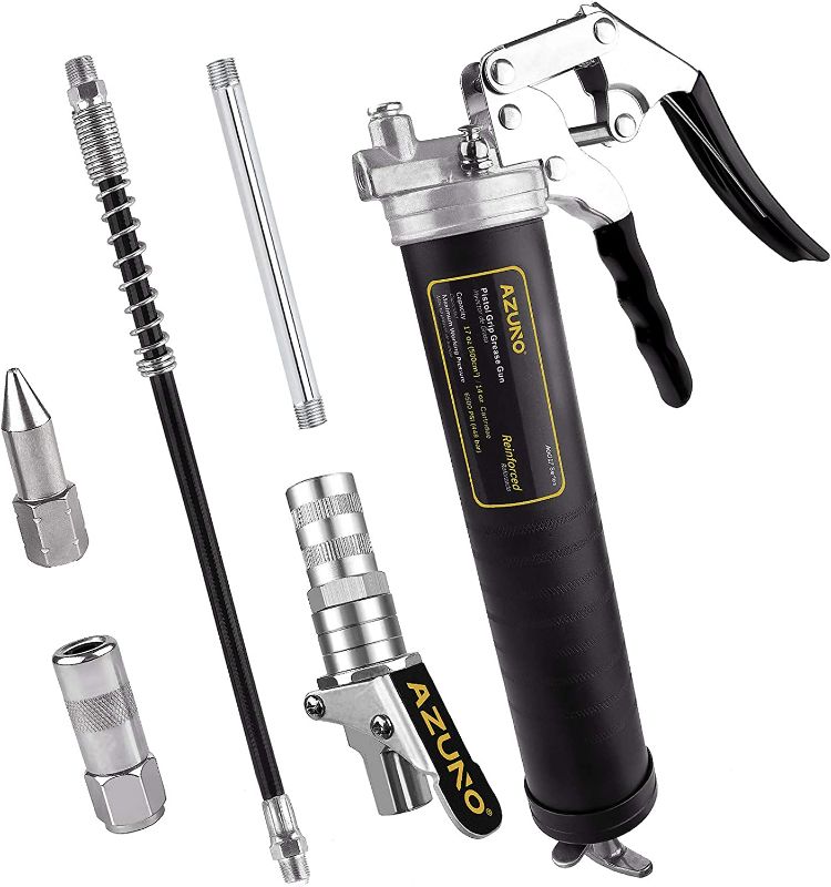 Photo 1 of AZUNO Pistol Grip Grease Gun, 6500 PSI Heavy Duty Grease Guns with Flex Hose, Metal Extension, Professional Coupler and Sharp Nozzle
