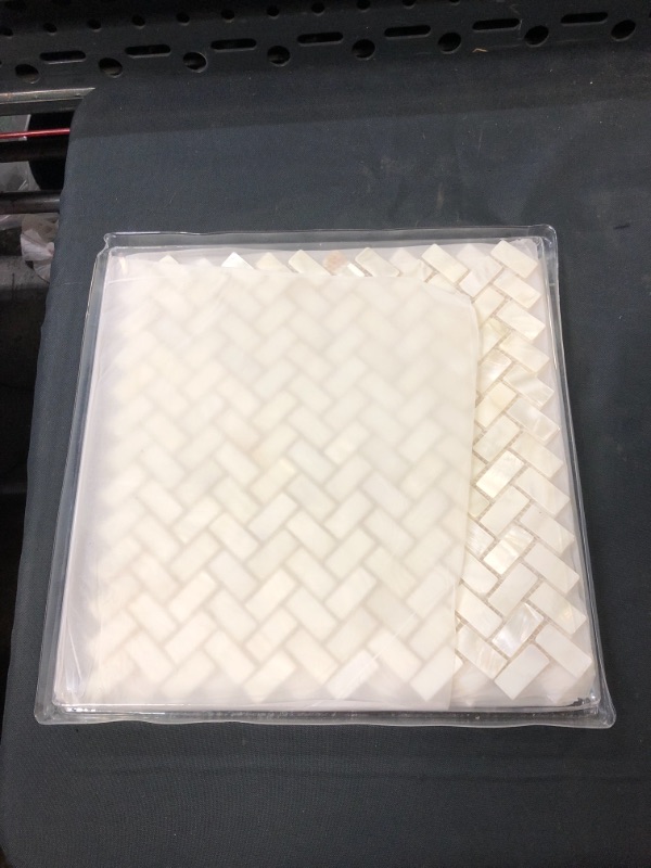 Photo 2 of Art3d 6-Pack White Mother of Pearl MOP Shell Tile for Shower Wall, 12" x 12" Natural White Herringbone
