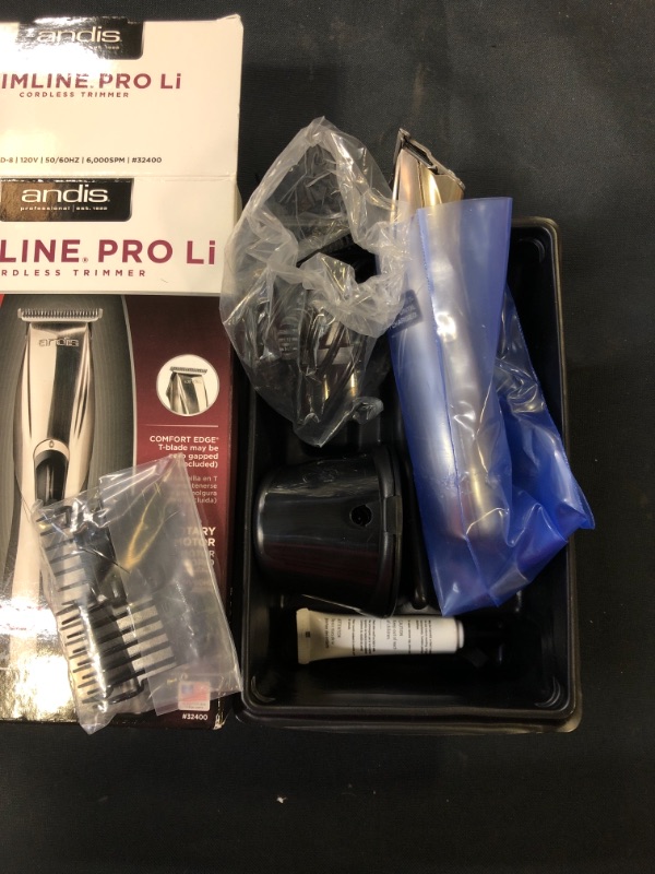 Photo 2 of Andis 32400 Slimline Pro Cord/Cordless Beard Trimmer, Lithium Ion T-blade Trimmer, Close Cutting T-Blade Zero Gapped, Chrome
