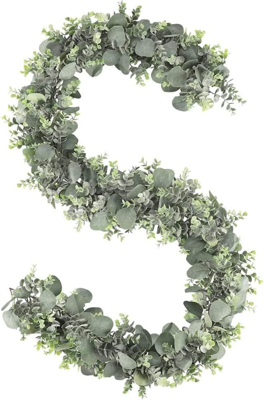 Photo 1 of Artificial Eucalyptus Garland - Fake Greenery Garland Vine Hanging Plant Wedding Backdrop Arch Wall Decor, Faux Eucalyptus Leaves for Table Party Decoration
