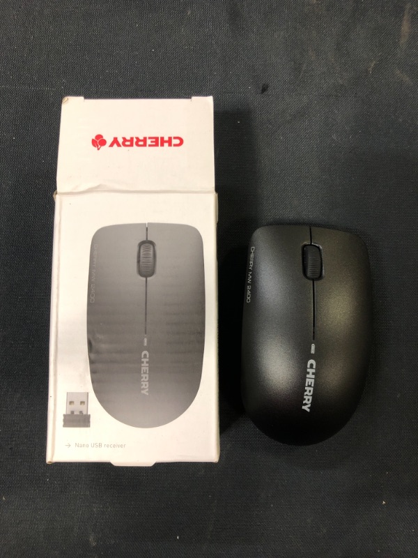 Photo 2 of Cherry MW 2400-3-Button Wireless Mouse - Symmetrical - Black - Nano USB Receiver - Optical Sensor - 1200 dpi - 2.4 GHz Technology - GS Approval
