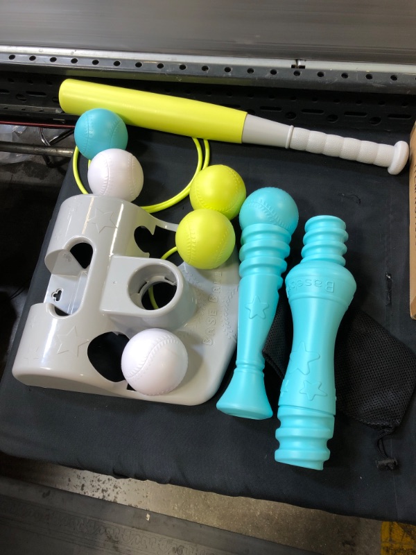 Photo 2 of EagleStone Tee Ball Set for Kids - Toddler T Ball W/ 6 Huge Balls, Adjustable TeeBall Batting Tee, 4 Rings, 2 in 1 Baseball Tee and Ring Toss Game, Outdoor Sports Toy Games for Boys & Girls Ages 3-12
