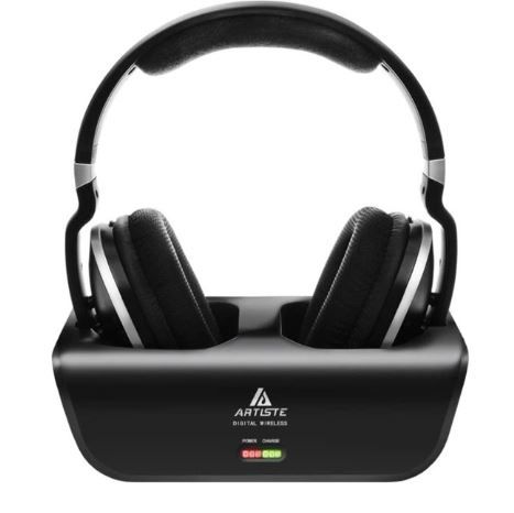 Photo 1 of Wireless TV Headphones, Artiste ADH300 2.4GHz Digital Over-Ear Stereo Headphone for TV 100ft Distance Transmitter Charging Dock Rechargeable (Black), [TRULY NO.., By Visit the ARTISTE Store
