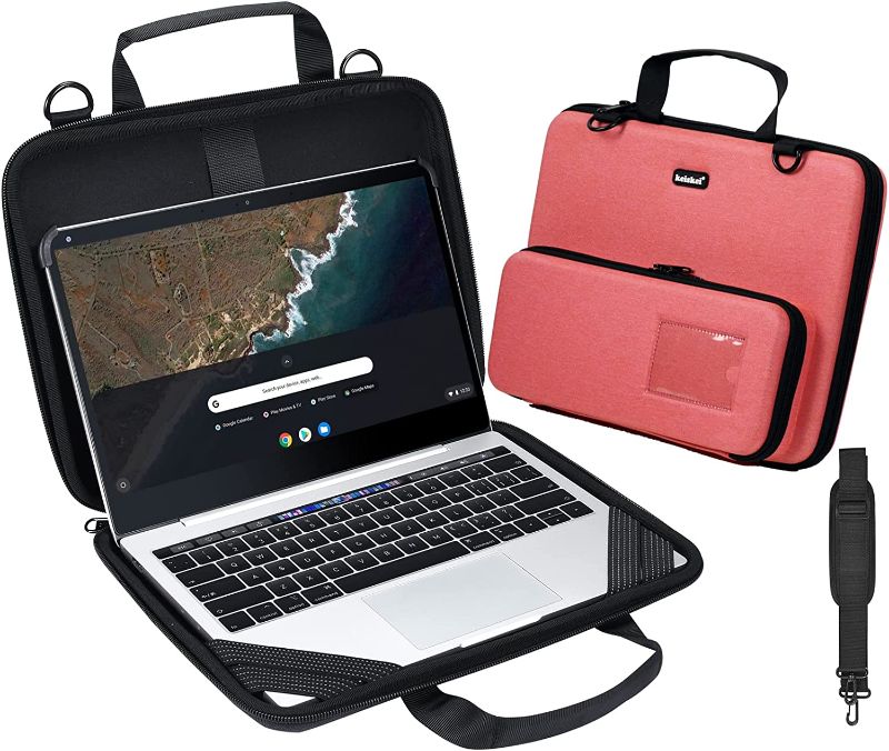 Photo 1 of Chromebook Laptop work-in carrying case, Protective Notebook cover, 11-11.6 in EVA always on laptop sleeve with Pouch and Shoulder bag for Acer samsung lenevo ASUS HP Dell MacBook Air (Pink)
