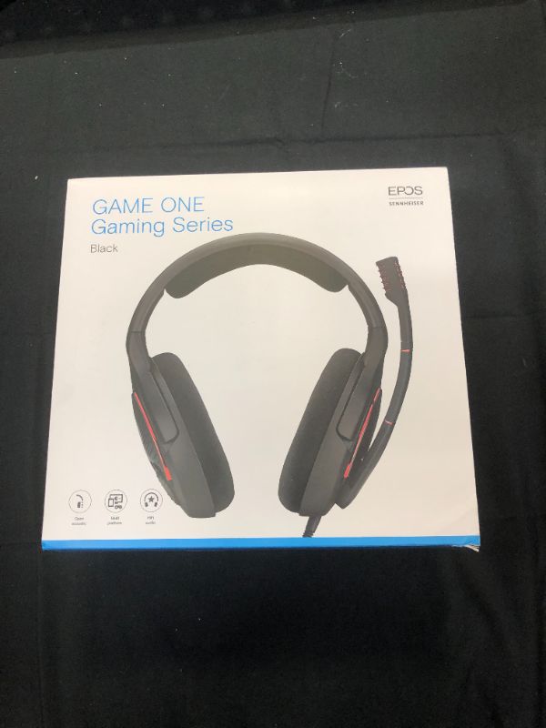 Photo 3 of EPOS I Sennheiser GAME ONE Gaming Headset, Open Acoustic, Noise-canceling mic, Flip-To-Mute, XXL plush velvet ear pads, compatible with PC, Mac, Xbox One, PS4, Nintendo Switch, and Smartphone - Black.
