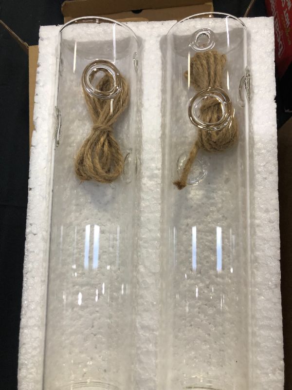 Photo 2 of Air Plant Terrariums - 2 Pack Cylinder Terrariums Glass Hanging Vase Terrarium for Hydroponic Plants,Flower,Indoor Outdoor Home Garden Decoration
