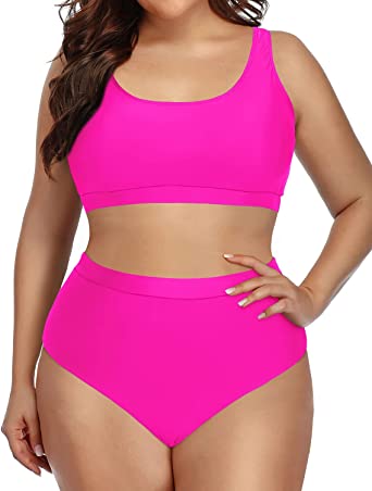 Photo 1 of Daci Womens Two Piece Bikini Plus Size Swim Tops with High Waisted Bottom Tummy Control Bathing Suits
14W