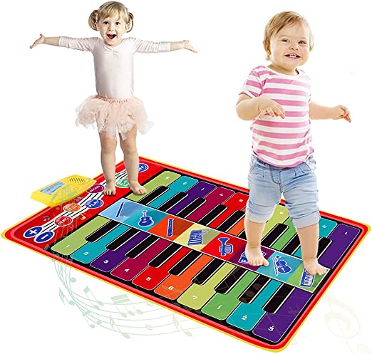 Photo 1 of Kids Musical Mat, 34.6"x 23.6" Double-Keyboard Floor Piano Mat 20 Keys Music Mats with 8 Instrument Sounds/10 Demos Educational Musical Toys Gifts for Boys Girls
