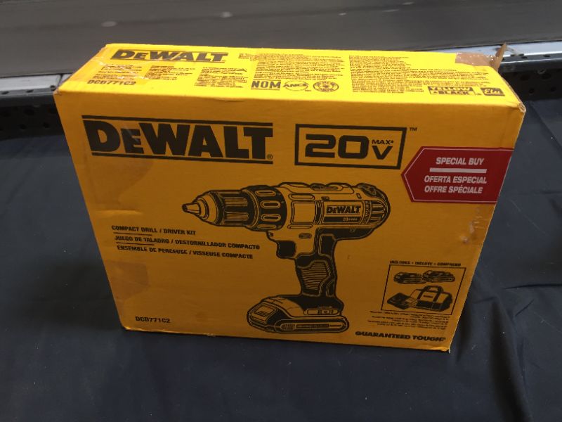 Photo 5 of Dewalt DCD771C2 20V MAX Cordless Lithium-Ion 1/2 inch Compact Drill Driver Kit