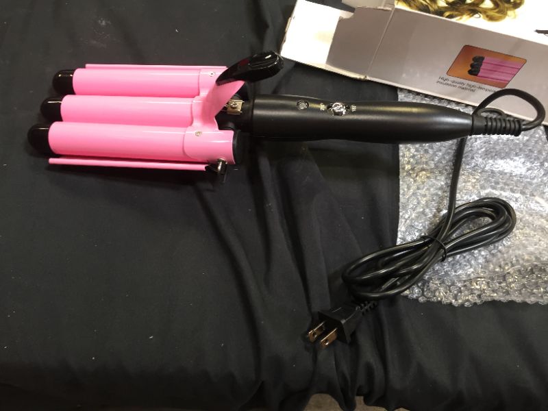 Photo 2 of 3 Barrel Curling Iron Wand - Soyond 1 Inch Ceramic Tourmaline Triple Barrels Hair Waver Iron 25mm Hair Crimper with Dual Voltage Beach Waves Curling Iron Temperature Adjustable Hair Curling Iron
