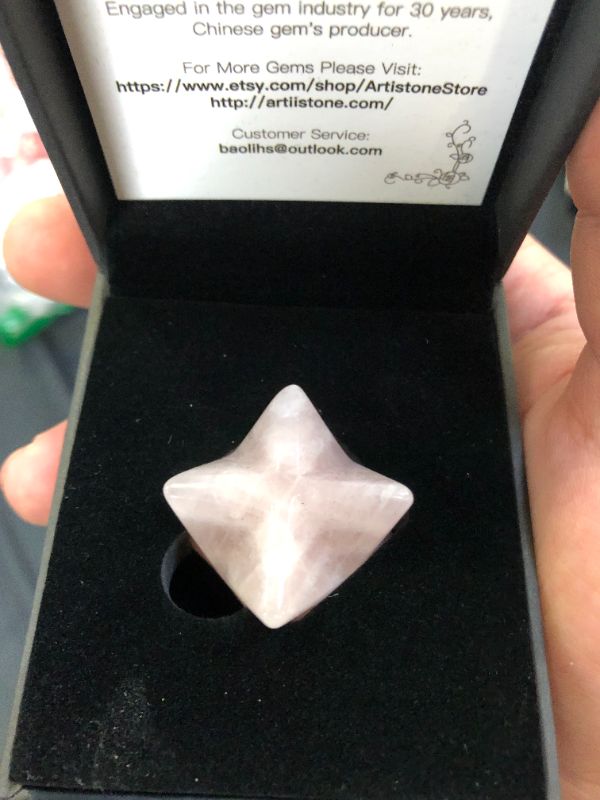 Photo 2 of Artistone Rose Quartz Merkaba Crystal Protection Sacred Meditation Energy Healing Chakra,1 Inch Hexagonal Star Crystals and Healing Stone Home Office Decoration, Collectibles Gifts
