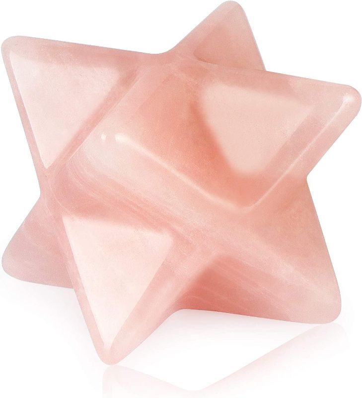 Photo 1 of Artistone Rose Quartz Merkaba Crystal Protection Sacred Meditation Energy Healing Chakra,1 Inch Hexagonal Star Crystals and Healing Stone Home Office Decoration, Collectibles Gifts
