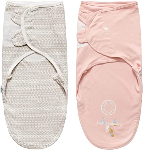 Photo 1 of Baby Swaddle Blanket, 2 Pack Newborn Swaddles 0-3-Months, Small-Medium Easy Change Infant Wrap, Infant Swaddling Sack, Adjustable Swaddle Blanket (Pink Feather)