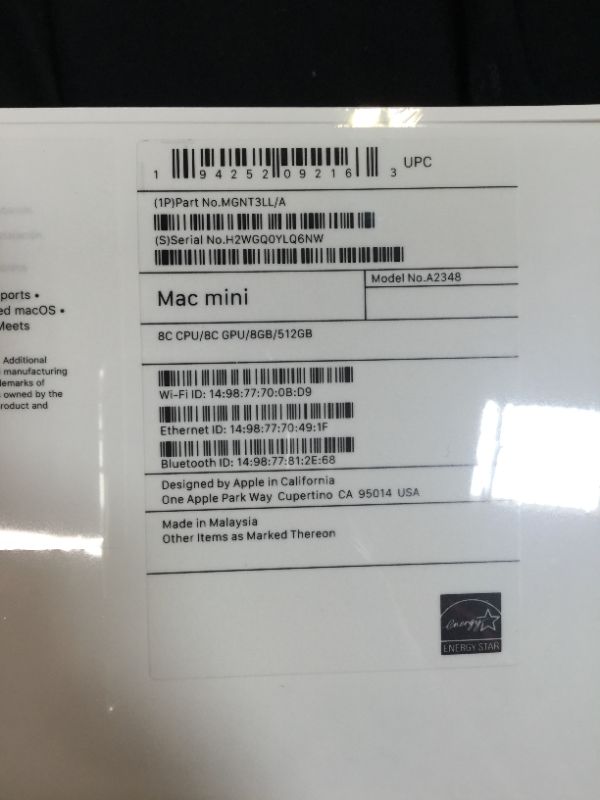 Photo 4 of FACTORY SEALED 2020 Apple Mac Mini with Apple M1 Chip (8GB RAM, 512GB SSD Storage) - FACTORY SEALED -