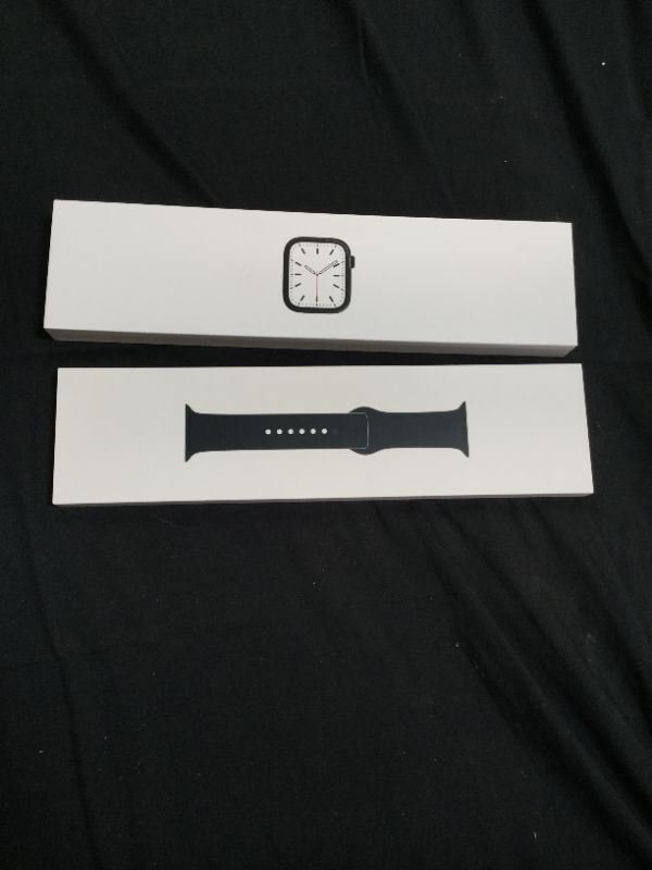 Photo 4 of FACTORY SEALED - Apple Watch Series 7 [GPS 45mm] Smart Watch w/ Blue Aluminum Case with Abyss Blue Sport Band. Fitness Tracker, Blood Oxygen & ECG Apps, Always-On Retina Display, Water Resistant - FACTORY SEALED -