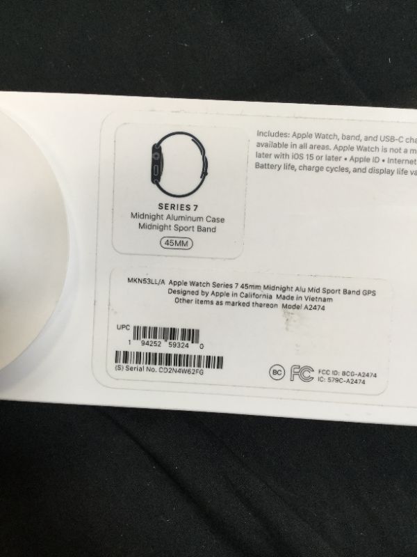 Photo 3 of FACTORY SEALED - Apple Watch Series 7 [GPS 45mm] Smart Watch w/ Blue Aluminum Case with Abyss Blue Sport Band. Fitness Tracker, Blood Oxygen & ECG Apps, Always-On Retina Display, Water Resistant - FACTORY SEALED -
